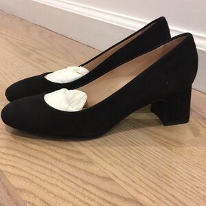 Stuart weitzman black suede block heel pumps size 36.5